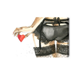 Leinwandbild Frau In Unterwäsche Mit Aquarell Gemalt