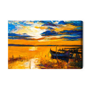 Leinwandbild Bunter Sonnenuntergang Über Dem Wasser