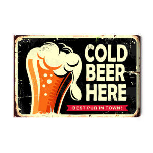 Leinwandbild Ein Krug Bier Und Retro-Schriftzug