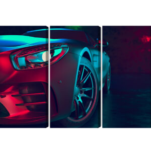 Mehrteiliges Bild Vorderseite Eines 3D-Sportwagens