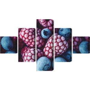 Mehrteiliges Bild Gefrorene Heidelbeeren Und Himbeeren