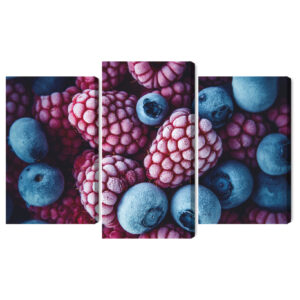 Mehrteiliges Bild Gefrorene Heidelbeeren Und Himbeeren