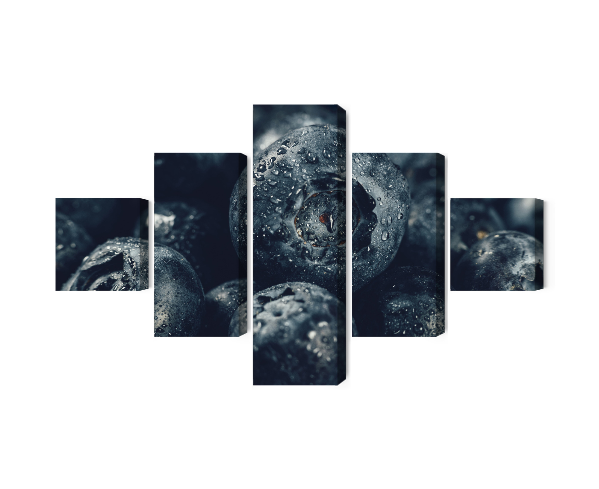 Mehrteiliges Bild Blaubeeren Schließen Herauf 3D