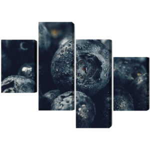 Mehrteiliges Bild Blaubeeren Schließen Herauf 3D