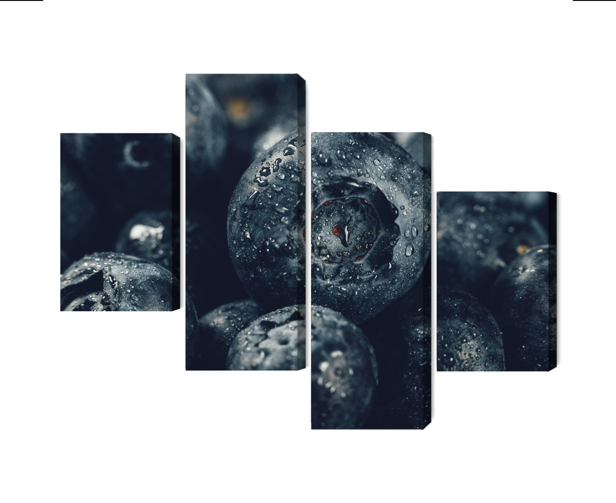 Mehrteiliges Bild Blaubeeren Schließen Herauf 3D