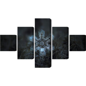 Mehrteiliges Bild Schneeflocke Im 3D-Makromaßstab