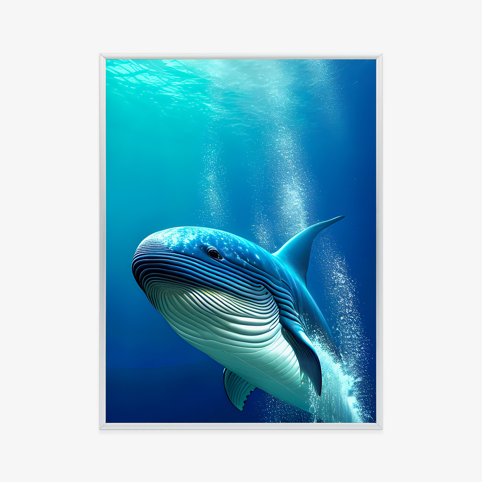 Poster Ein Wal In Den Tiefen Des Ozeans Rahmen Holz Mit Passepartout Farbe Weiß – Bild 10