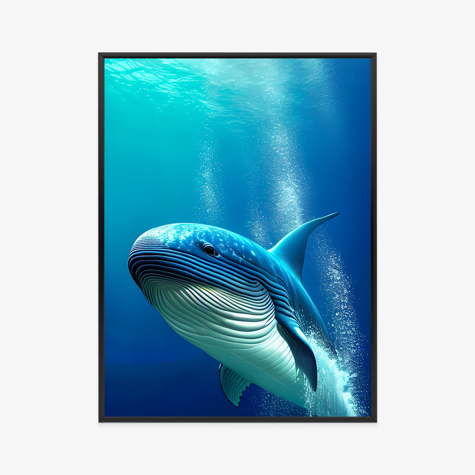 Poster Ein Wal In Den Tiefen Des Ozeans Rahmen Holz Mit Passepartout Farbe Weiß – Bild 11