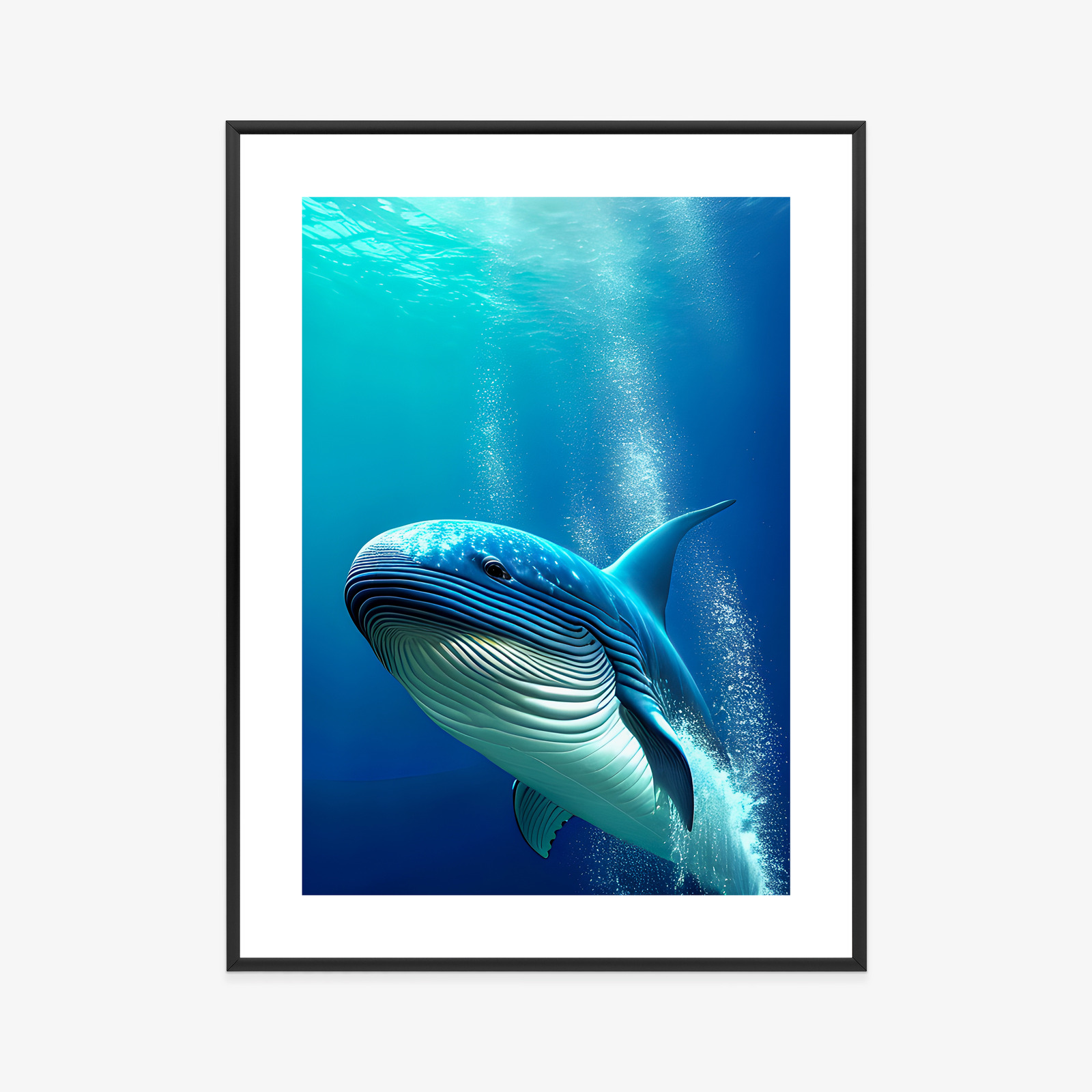 Poster Ein Wal In Den Tiefen Des Ozeans Rahmen Holz Mit Passepartout Farbe Weiß – Bild 5