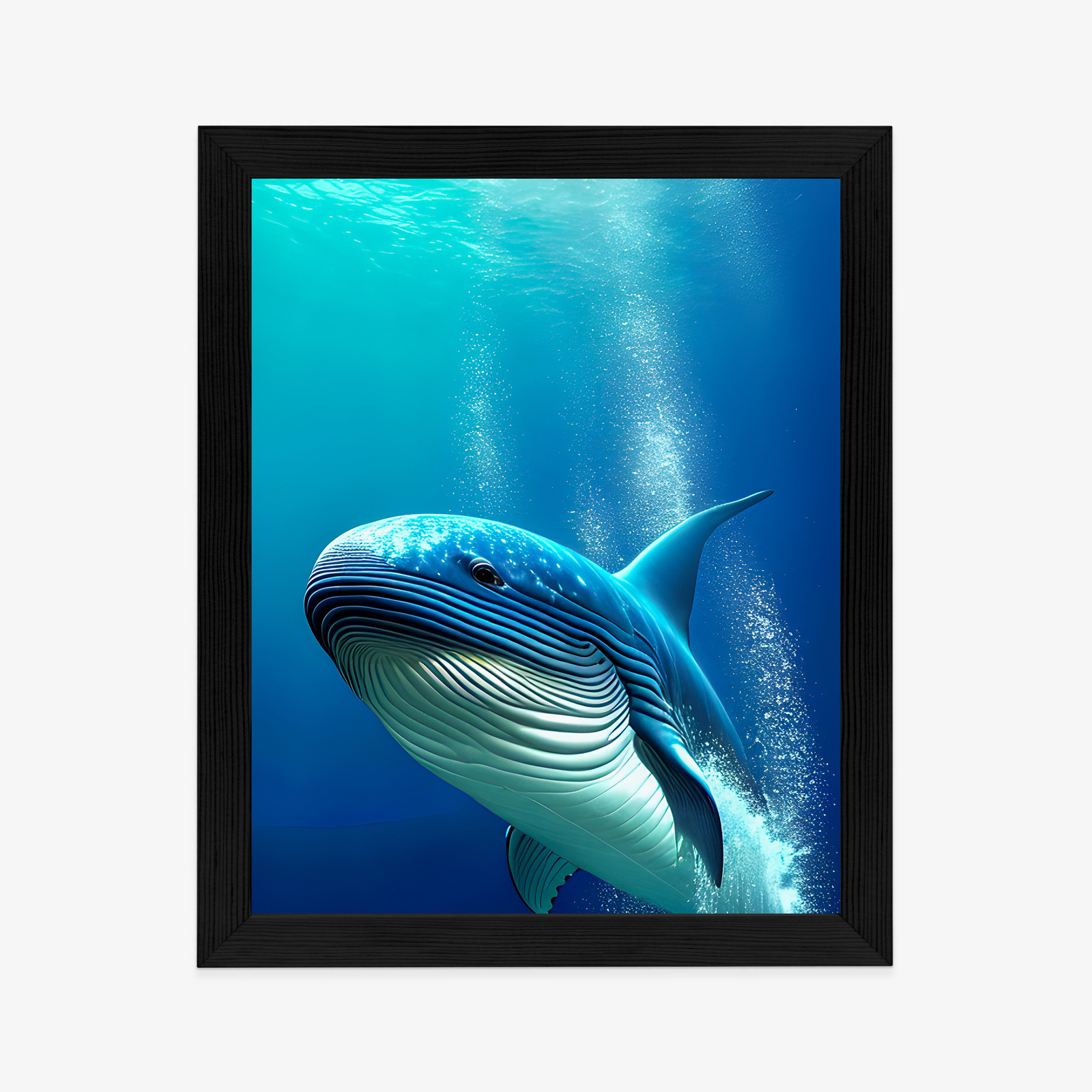 Poster Ein Wal In Den Tiefen Des Ozeans Rahmen Holz Mit Passepartout Farbe Weiß – Bild 2