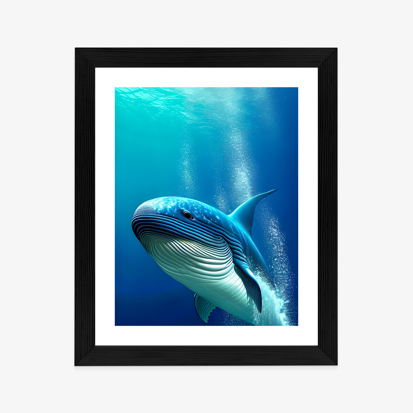 Poster Ein Wal In Den Tiefen Des Ozeans Rahmen Holz Mit Passepartout Farbe Weiß – Bild 9