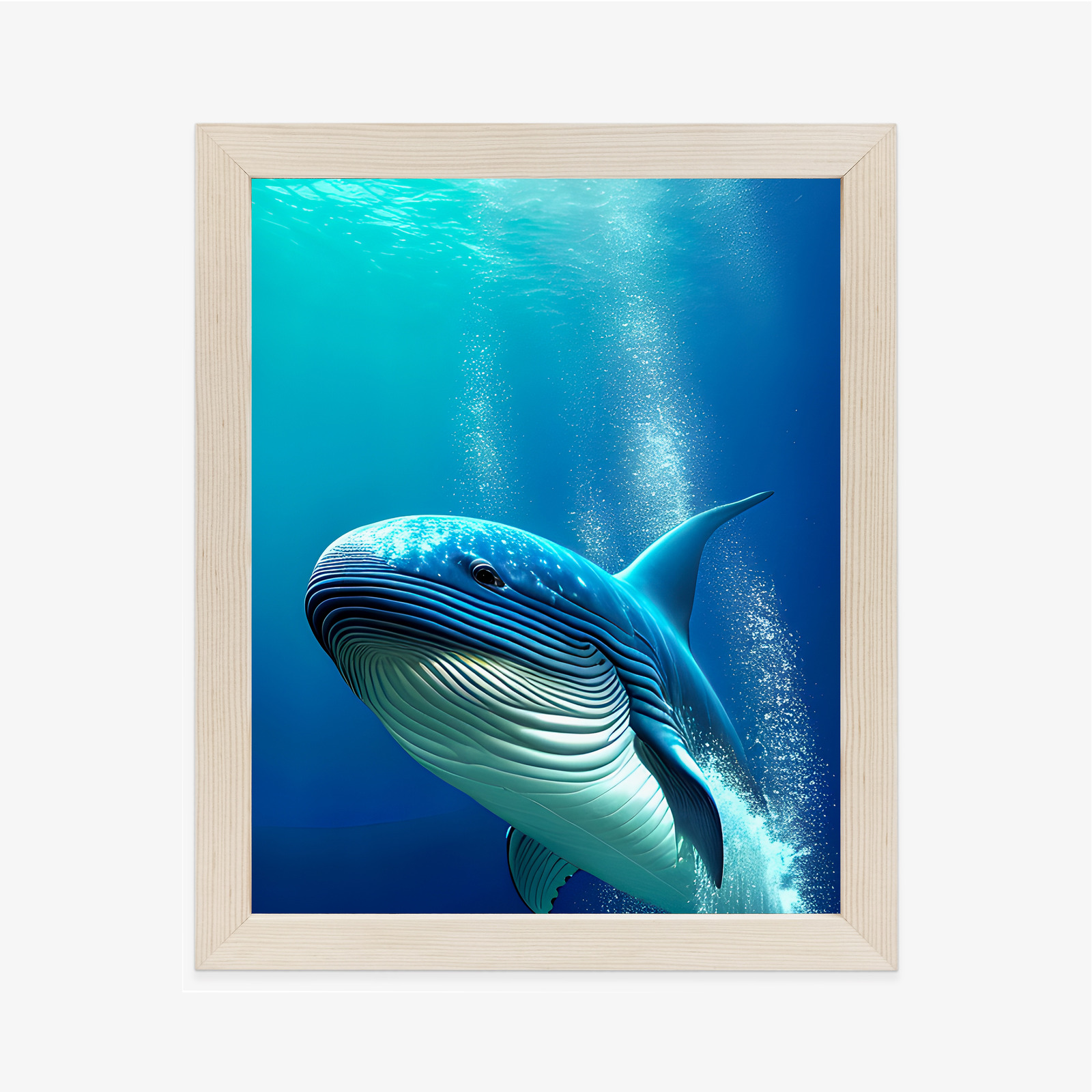 Poster Ein Wal In Den Tiefen Des Ozeans Rahmen Holz Mit Passepartout Farbe Weiß – Bild 7