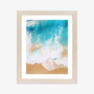 Poster Türkisfarbene Meereswelle Und Tropischer Sandstrand Rahmen Holz Mit Passepartout Farbe Natürlich