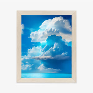 Poster Flauschige Wolken Über Dem Blauen Meer Rahmen Hölzern Farbe Natürlich