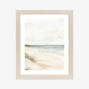 Poster Aquarelllandschaft Mit Strand Und Meer Rahmen Holz Mit Passepartout Farbe Natürlich