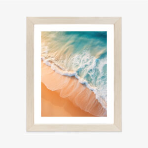 Poster Tropischer Strand Und Türkisfarbene Wellen Rahmen Holz Mit Passepartout Farbe Natürlich