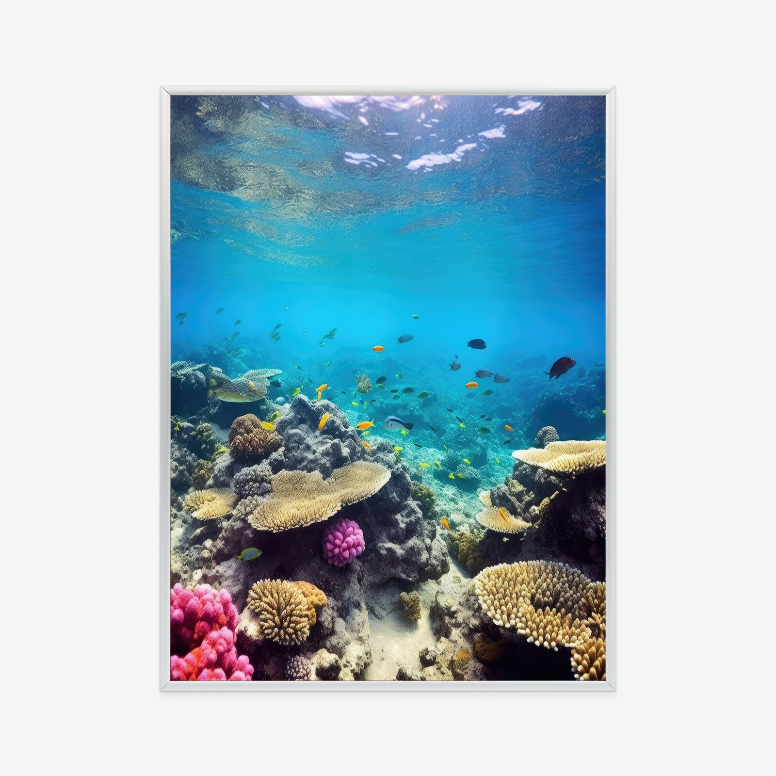 Poster Unterwasser-Meeresleben Rahmen Holz Mit Passepartout Farbe Natürlich – Bild 10