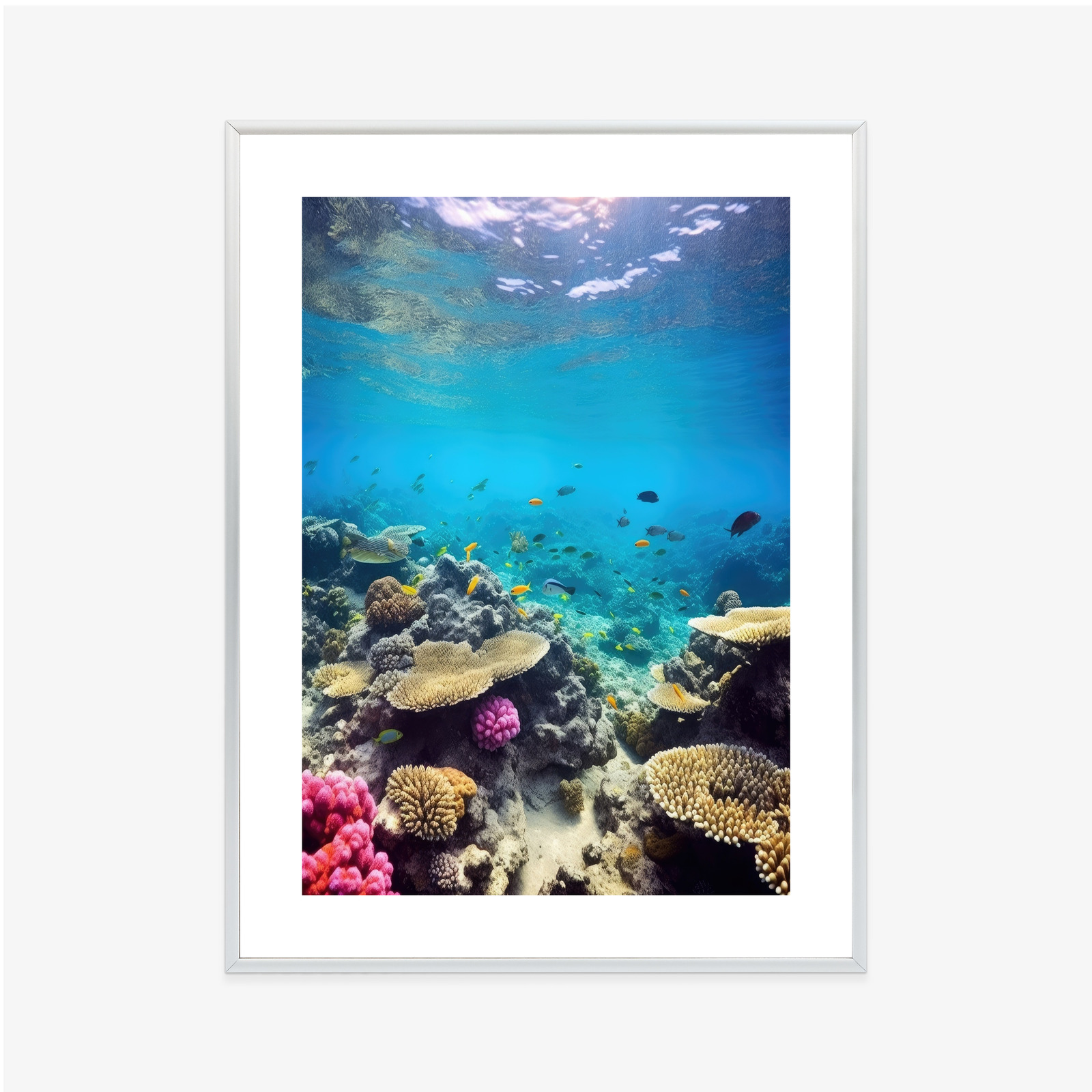 Poster Unterwasser-Meeresleben Rahmen Holz Mit Passepartout Farbe Natürlich – Bild 8