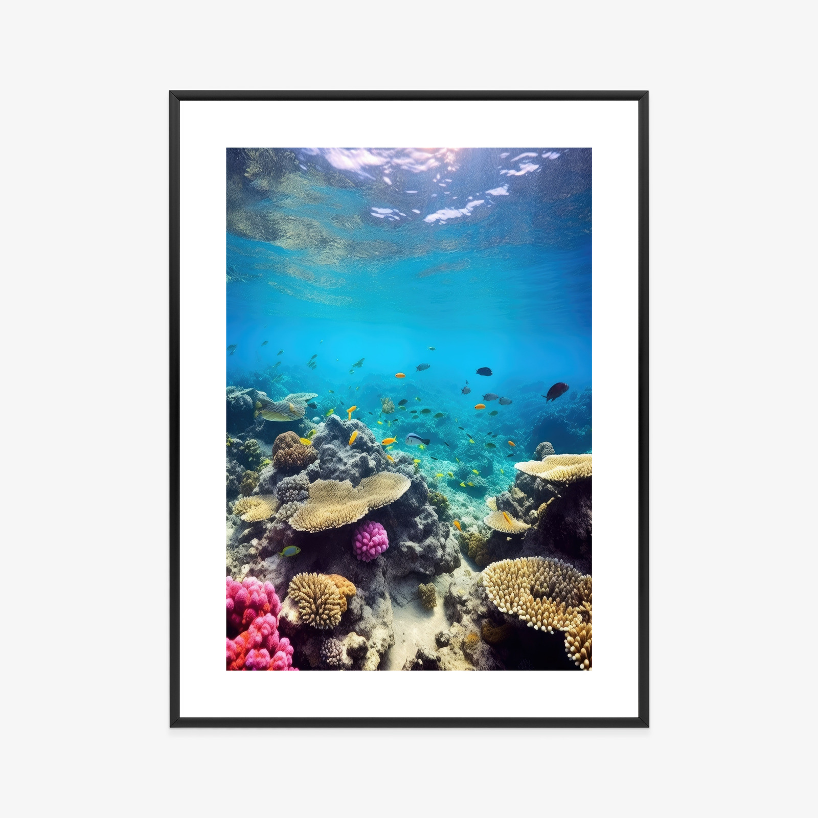 Poster Unterwasser-Meeresleben Rahmen Holz Mit Passepartout Farbe Natürlich – Bild 9