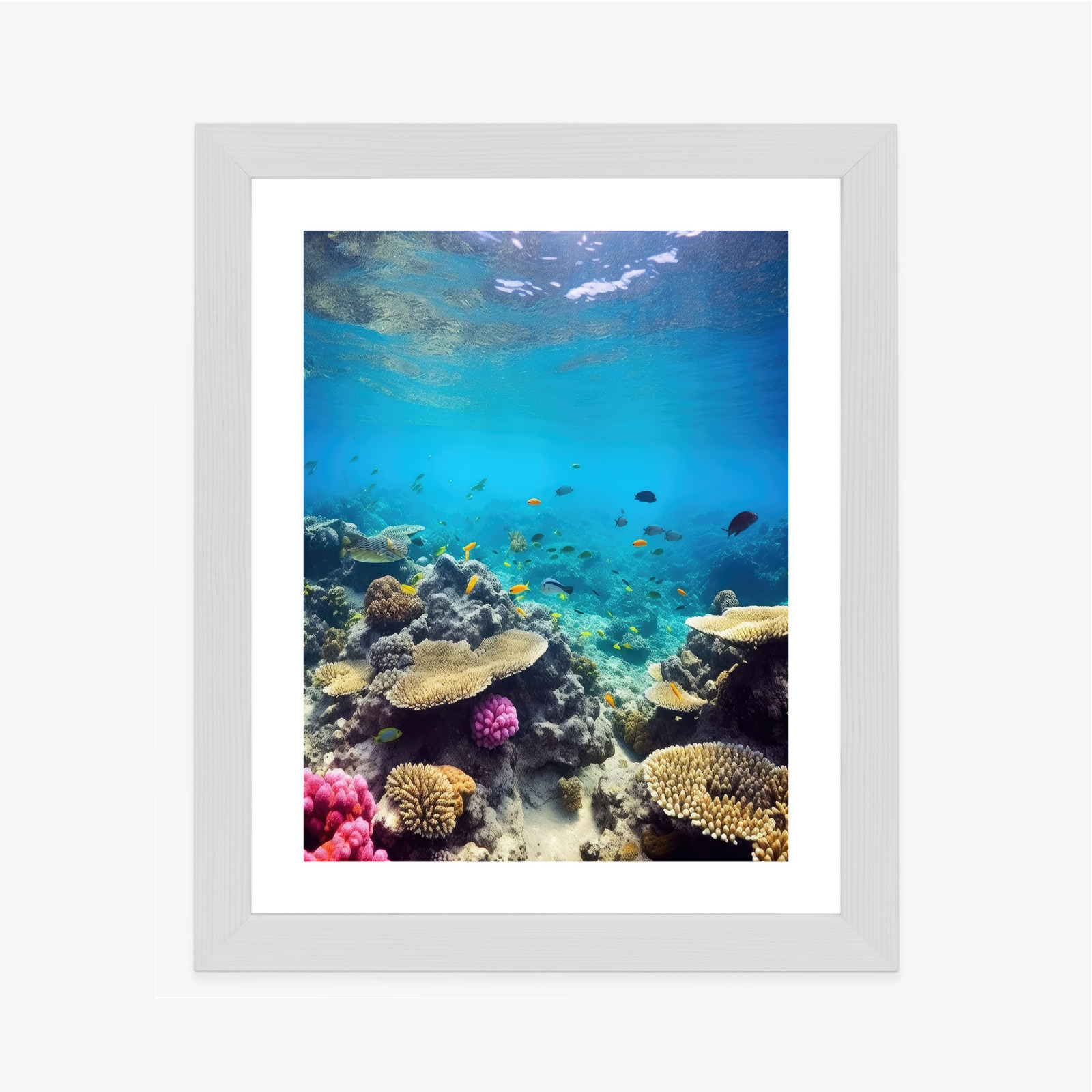 Poster Unterwasser-Meeresleben Rahmen Holz Mit Passepartout Farbe Natürlich – Bild 5