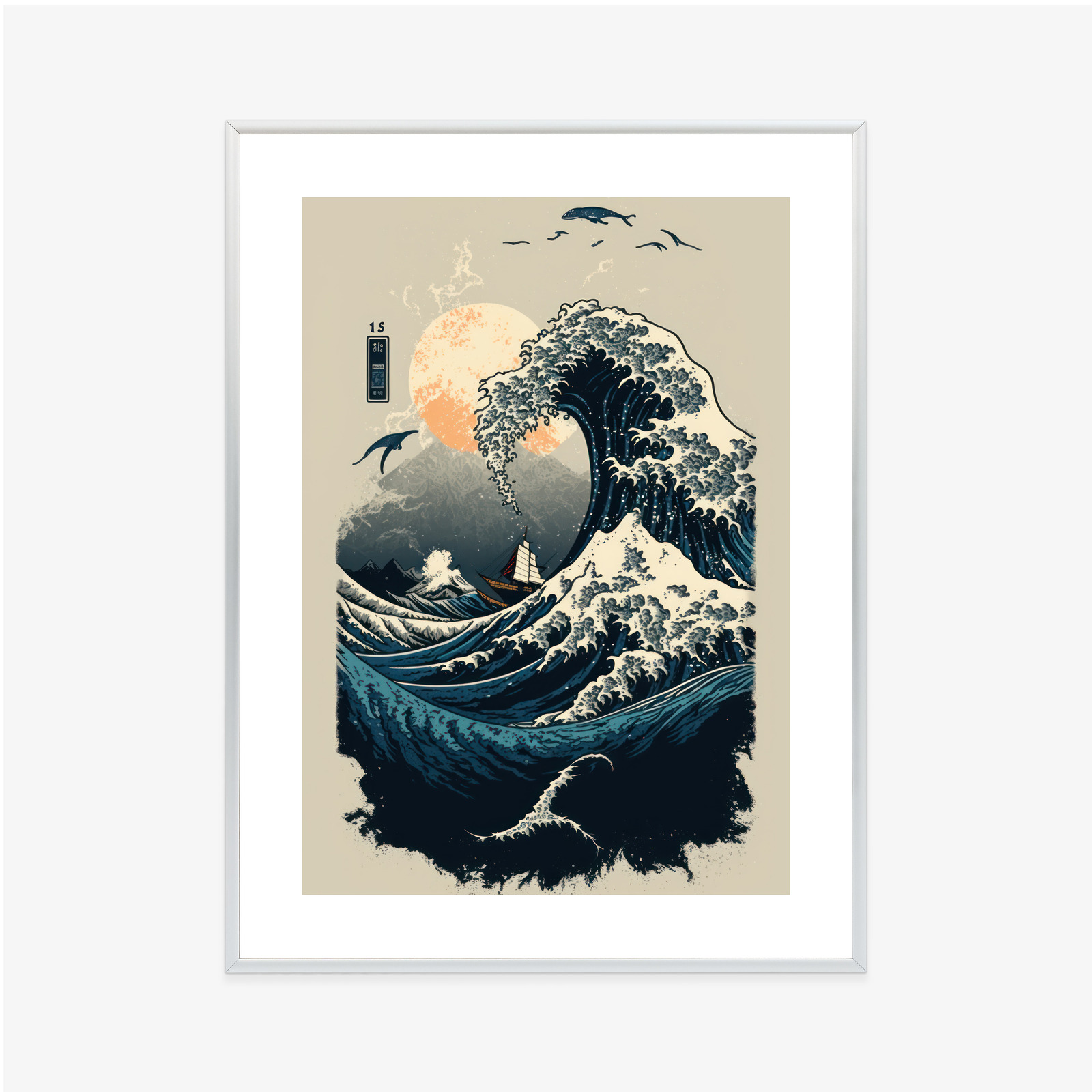 Poster Abstrakte Landschaft Mit Einer Welle Im Japanischen Stil – Bild 8