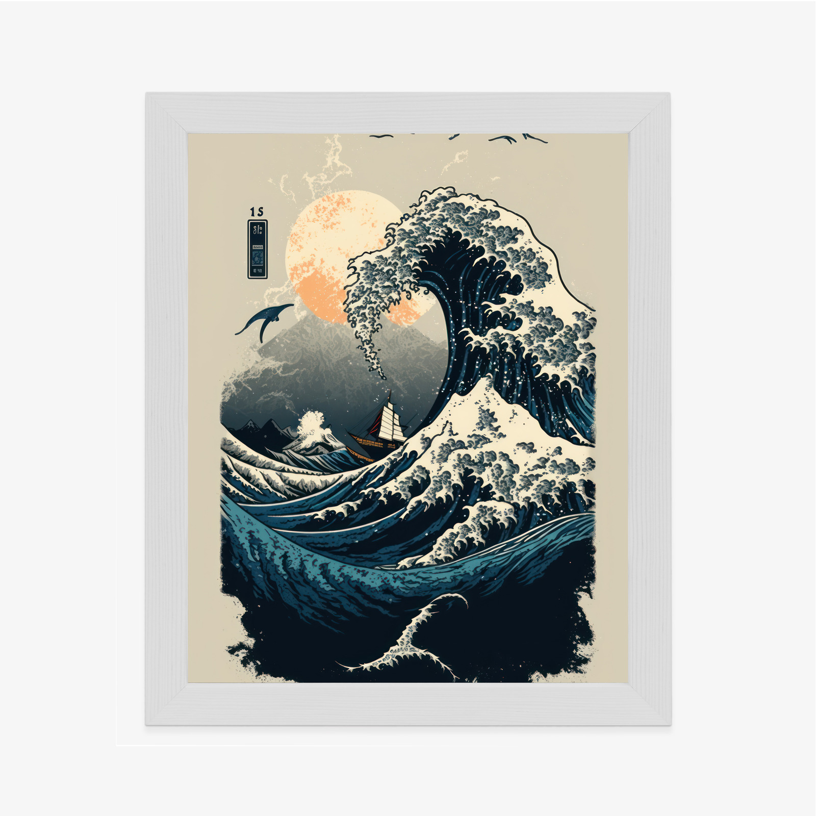 Poster Abstrakte Landschaft Mit Einer Welle Im Japanischen Stil – Bild 7