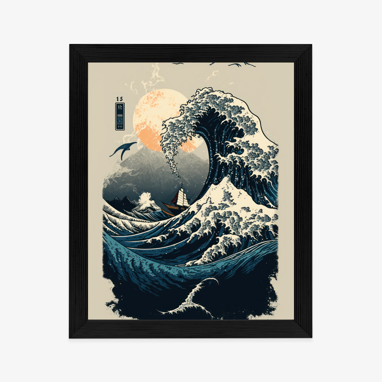 Poster Abstrakte Landschaft Mit Einer Welle Im Japanischen Stil – Bild 6