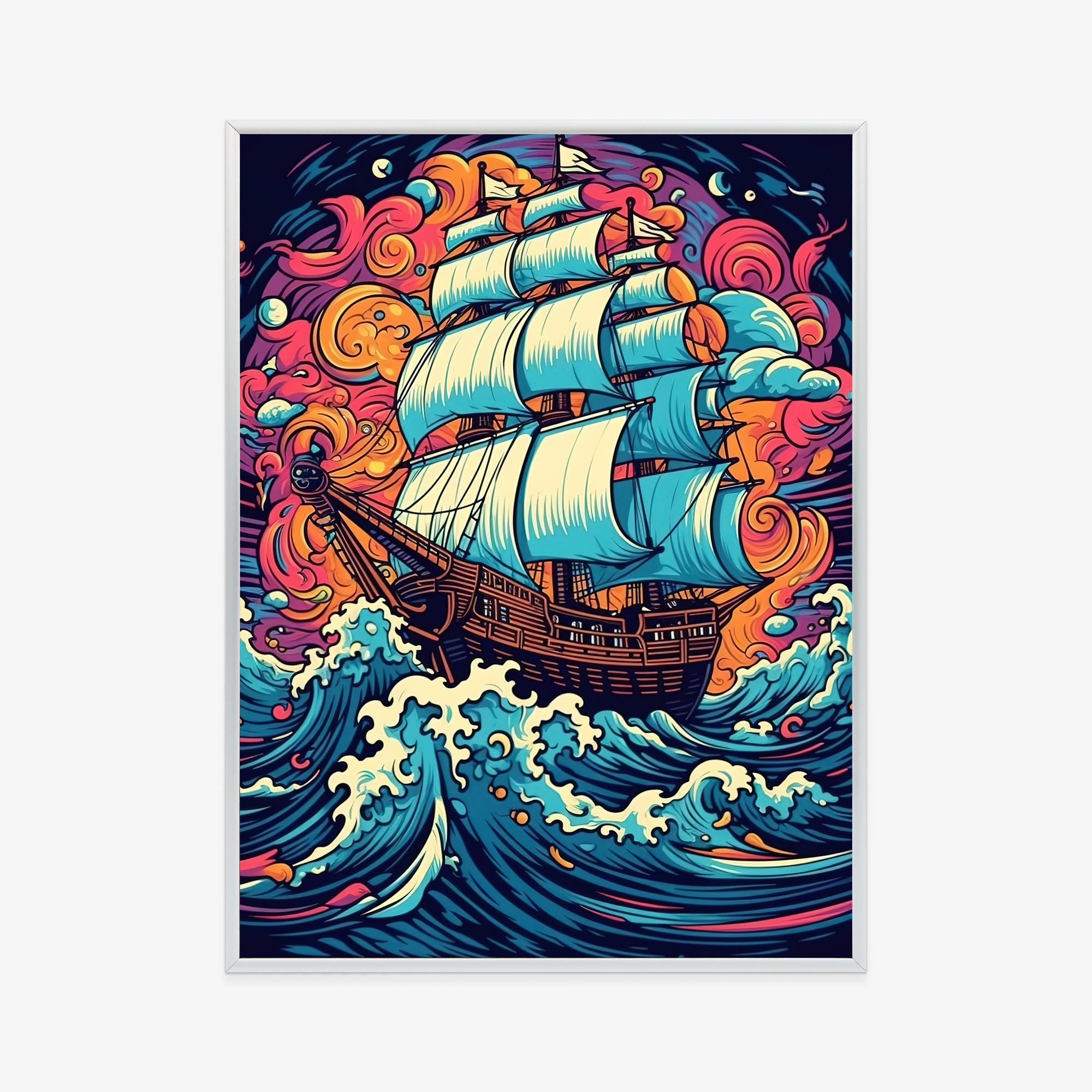 Poster Abstraktes Schiff Auf Stürmischer See – Bild 10