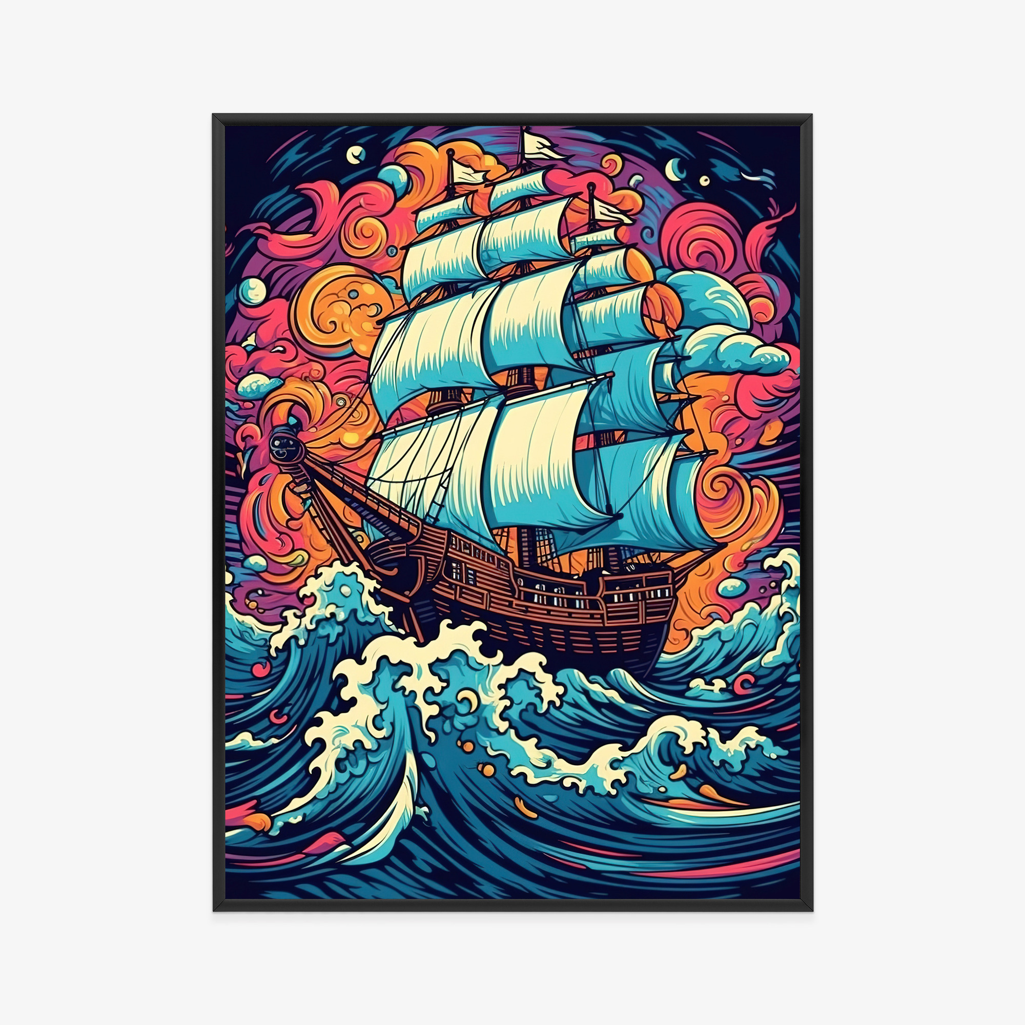 Poster Abstraktes Schiff Auf Stürmischer See – Bild 11