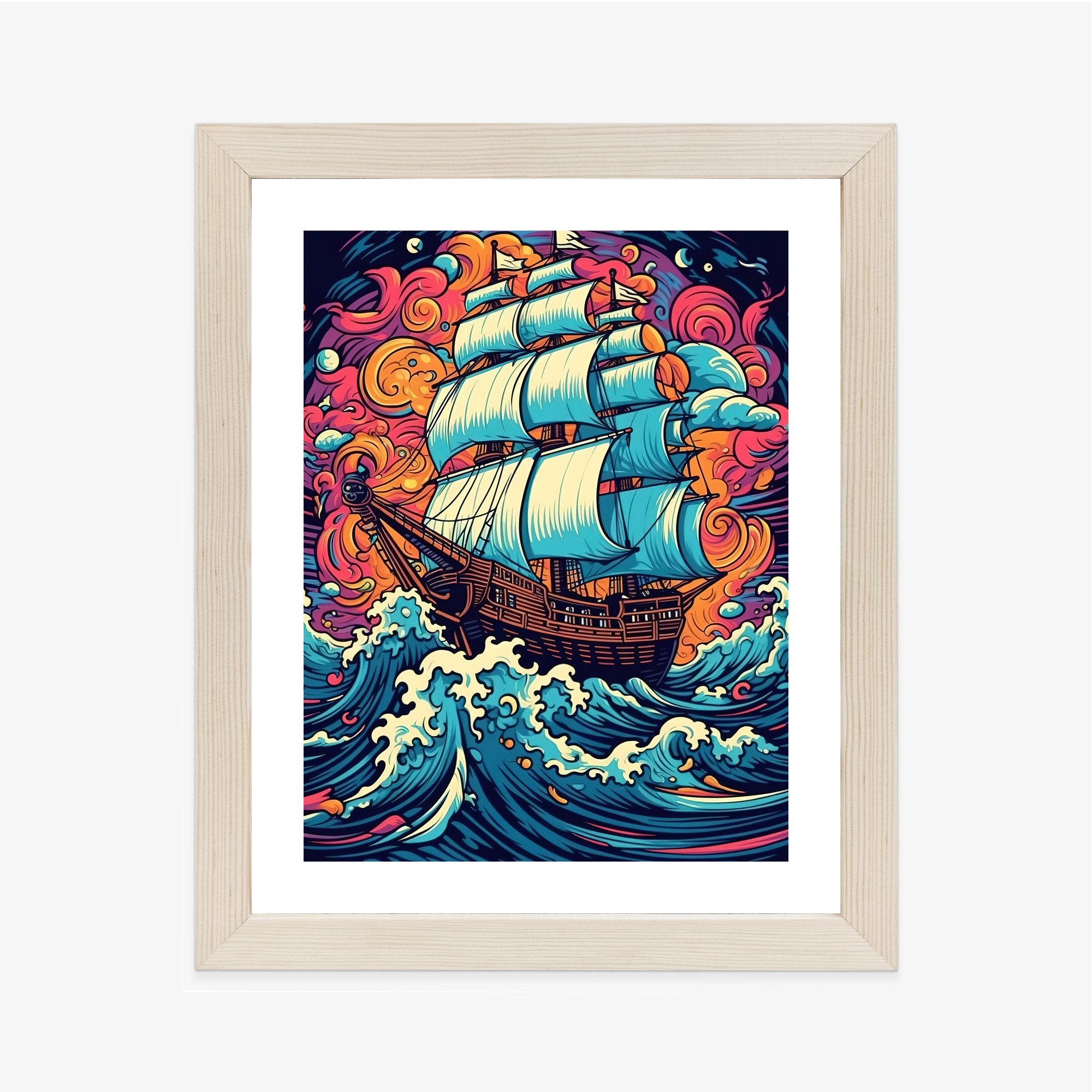 Poster Abstraktes Schiff Auf Stürmischer See – Bild 2