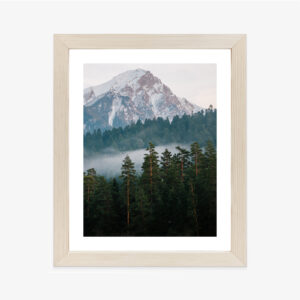 Poster Berggrüner Wald Im Nebel Rahmen Holz Mit Passepartout Farbe Natürlich