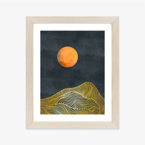 Poster Berglandschaft Mit Goldener Sonne Rahmen Holz Mit Passepartout Farbe Natürlich