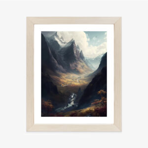 Poster Abstrakte Landschaft Mit Gebirgstal Rahmen Holz Mit Passepartout Farbe Natürlich