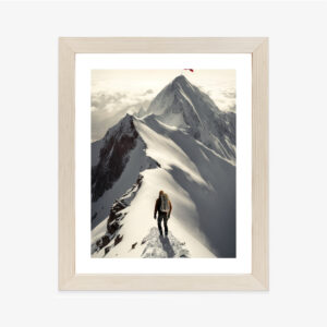 Poster Bergabenteuer Auf Dem Gipfel Rahmen Holz Mit Passepartout Farbe Natürlich