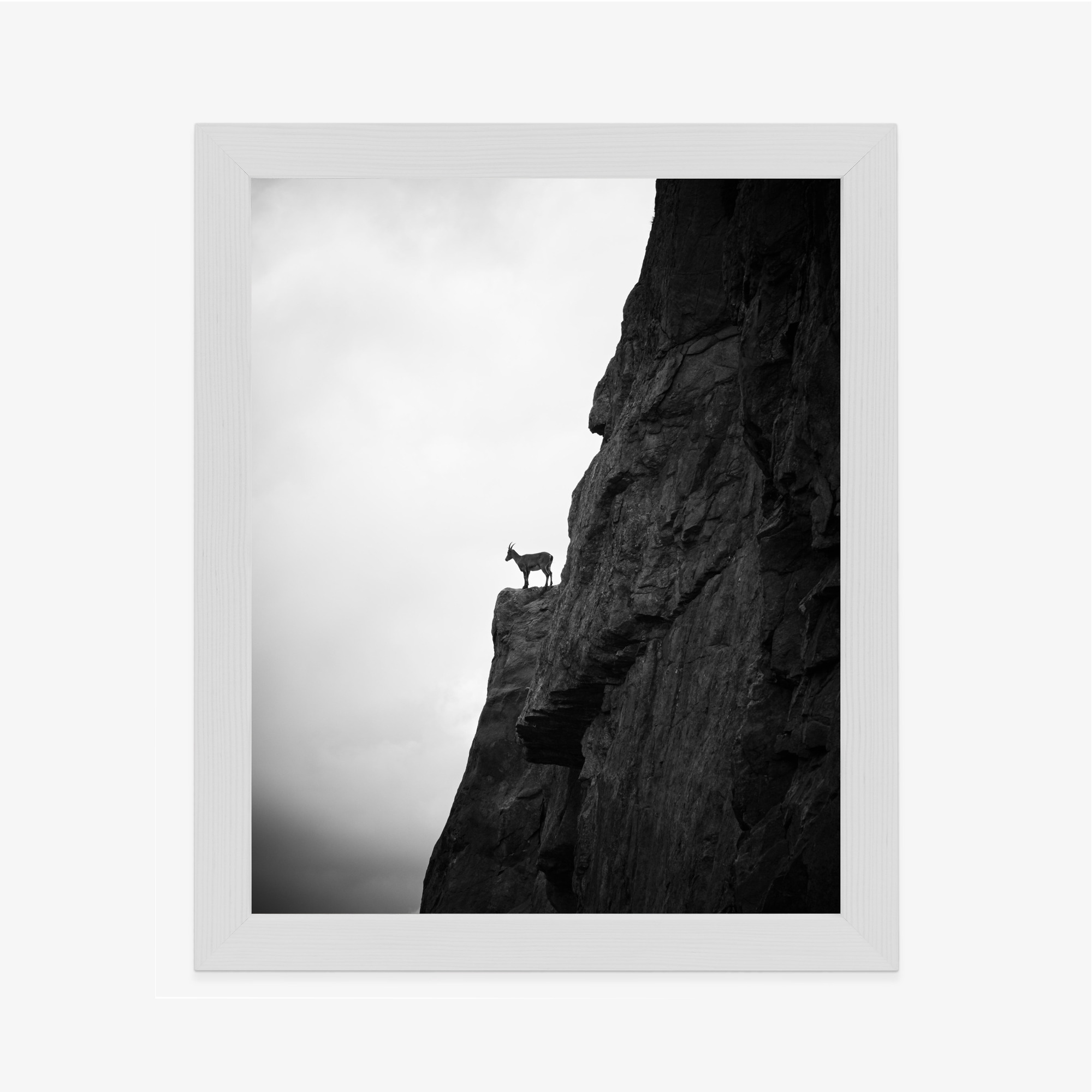 Poster Bergziege Auf Felsen, Schwarz-Weiße Landschaft – Bild 7