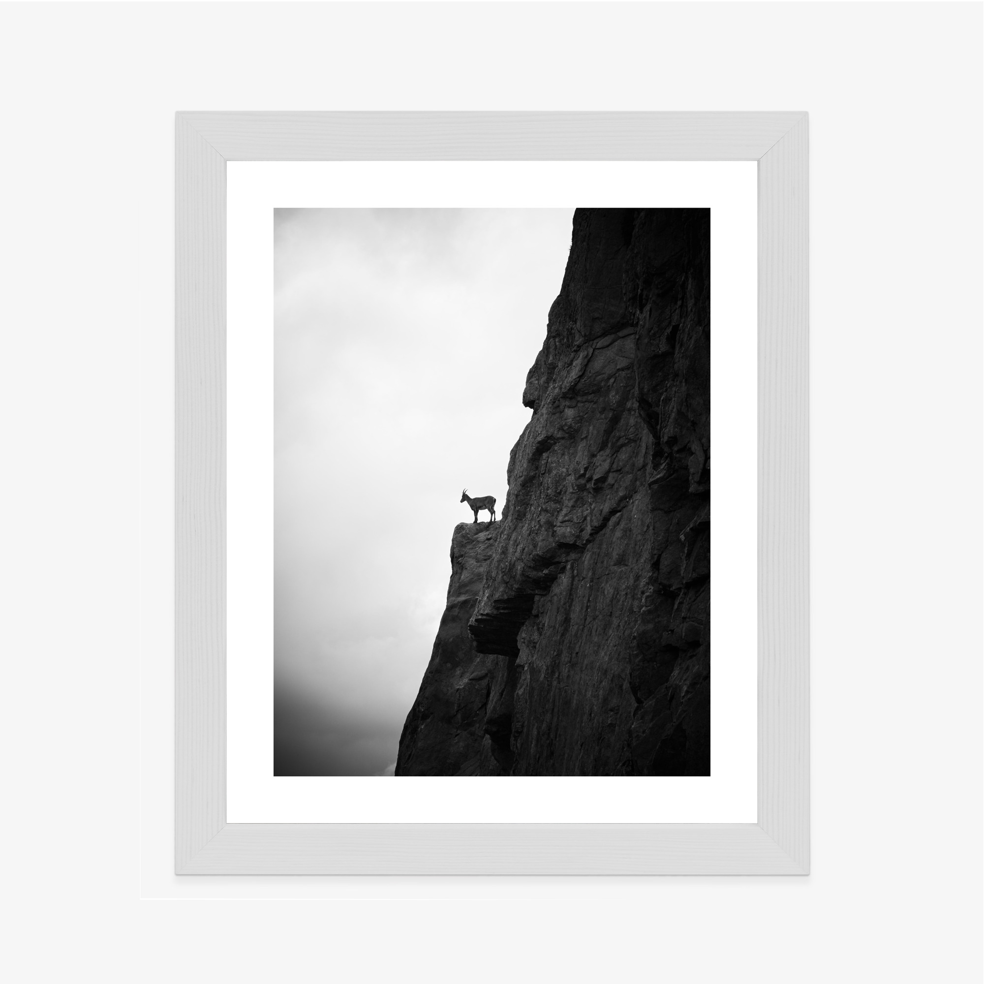 Poster Bergziege Auf Felsen, Schwarz-Weiße Landschaft – Bild 5