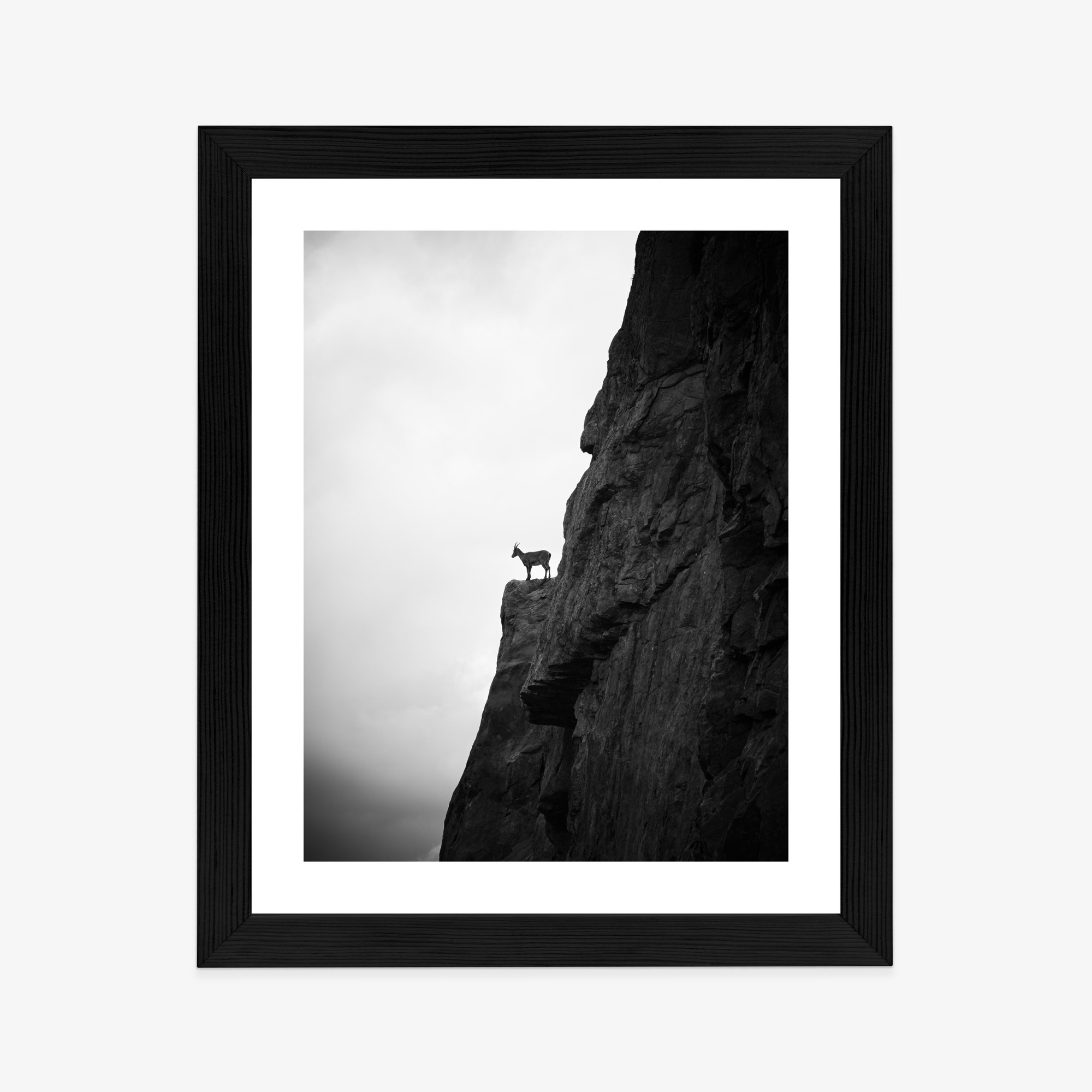 Poster Bergziege Auf Felsen, Schwarz-Weiße Landschaft – Bild 4