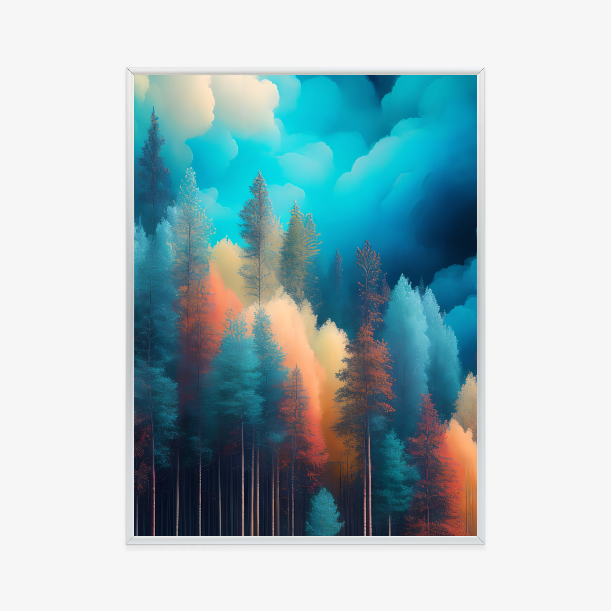 Poster Bunte Waldabstraktion Rahmen Holz Mit Passepartout Farbe Natürlich – Bild 10