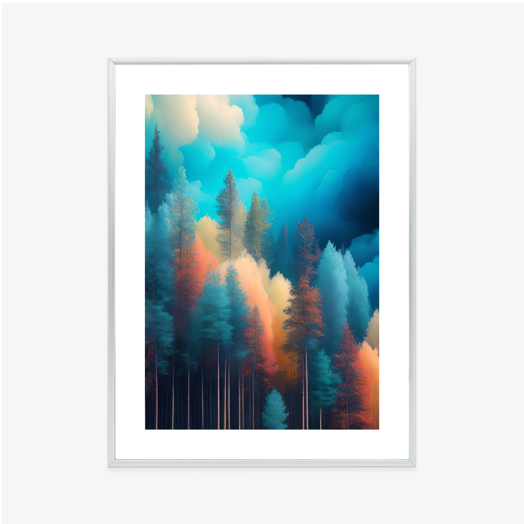 Poster Bunte Waldabstraktion Rahmen Holz Mit Passepartout Farbe Natürlich – Bild 8