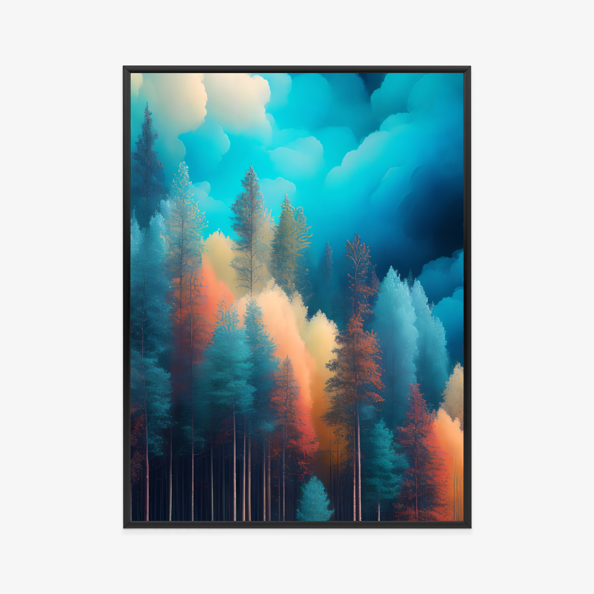 Poster Bunte Waldabstraktion Rahmen Holz Mit Passepartout Farbe Natürlich – Bild 11