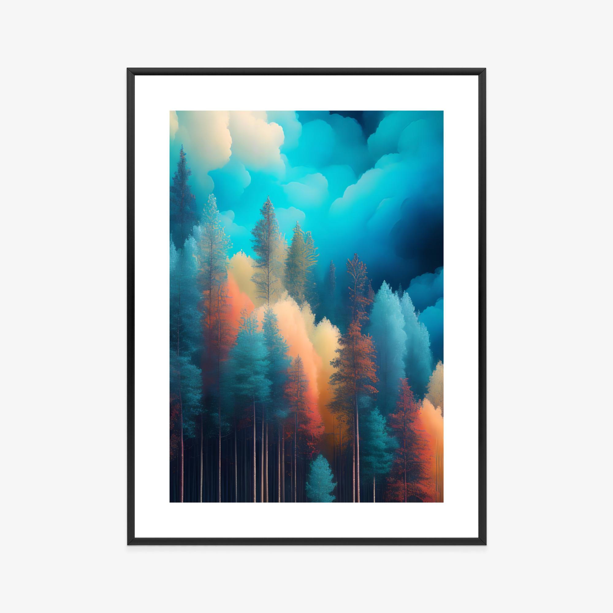 Poster Bunte Waldabstraktion Rahmen Holz Mit Passepartout Farbe Natürlich – Bild 9