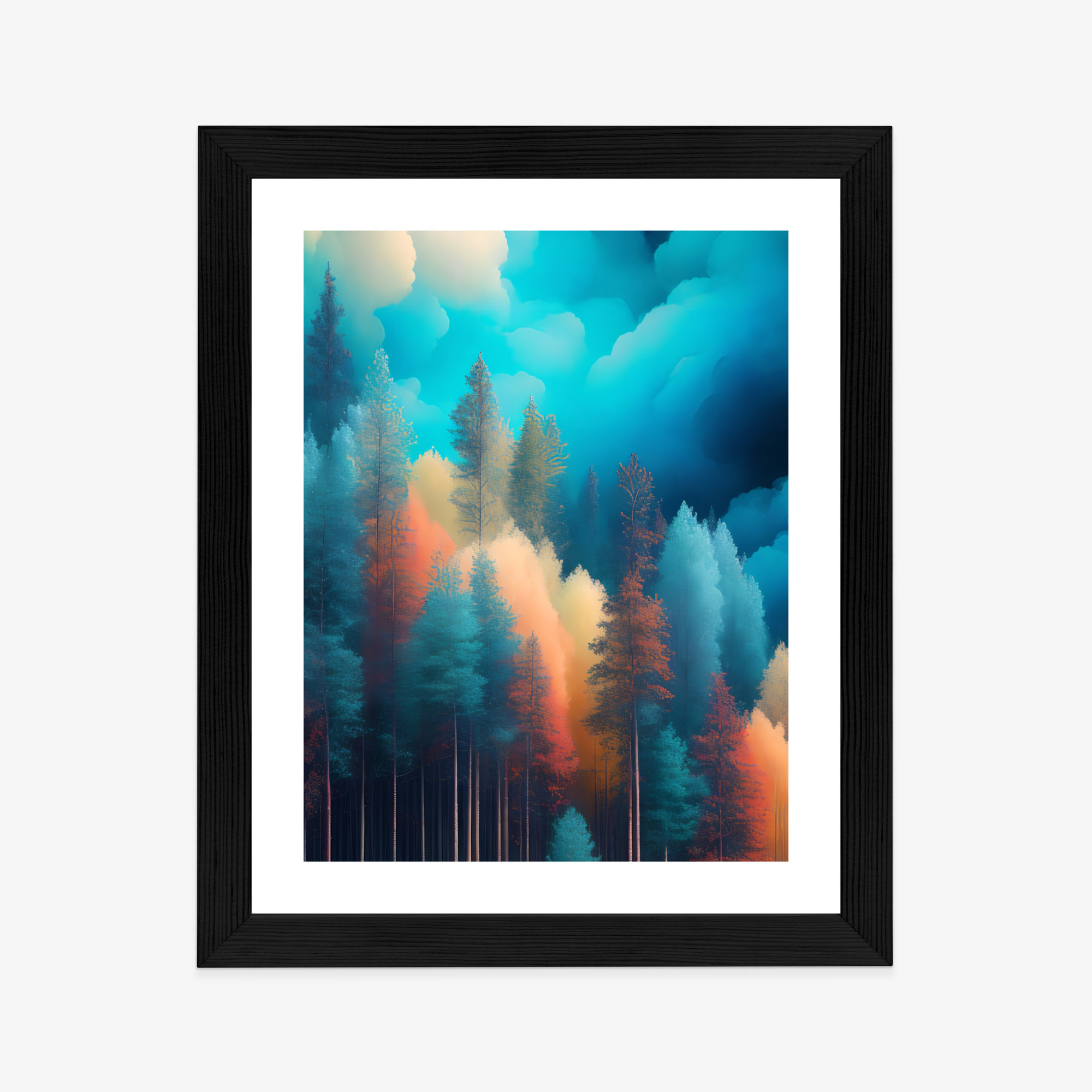 Poster Bunte Waldabstraktion Rahmen Holz Mit Passepartout Farbe Natürlich – Bild 4