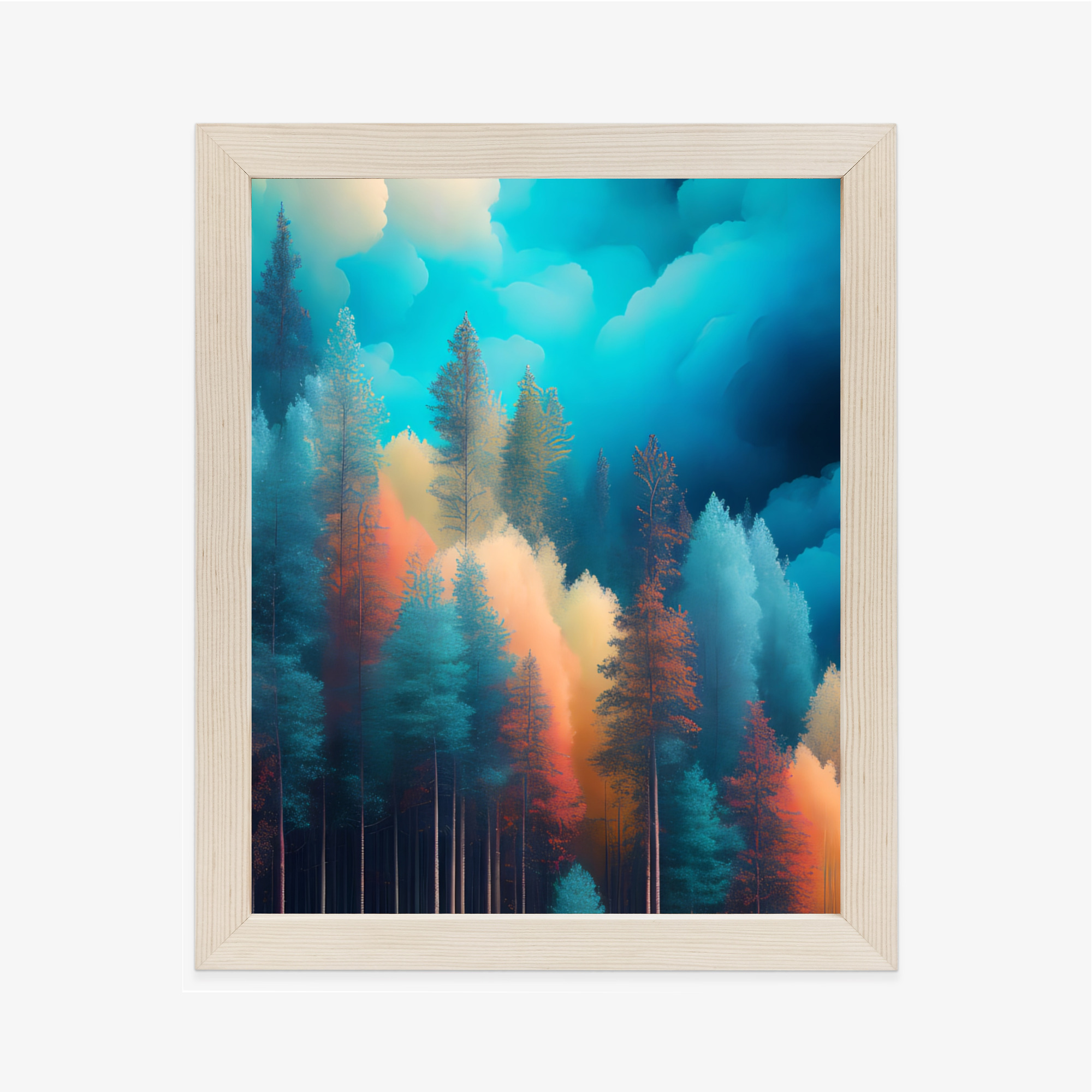 Poster Bunte Waldabstraktion Rahmen Holz Mit Passepartout Farbe Natürlich – Bild 2