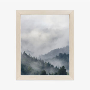 Poster Bäume Auf Berghügeln Im Nebel Rahmen Hölzern Farbe Natürlich