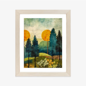 Poster Abstrakte Waldlandschaft Rahmen Holz Mit Passepartout Farbe Natürlich