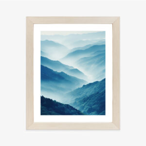 Poster Berglandschaft Mit Wald Im Nebel Rahmen Holz Mit Passepartout Farbe Natürlich