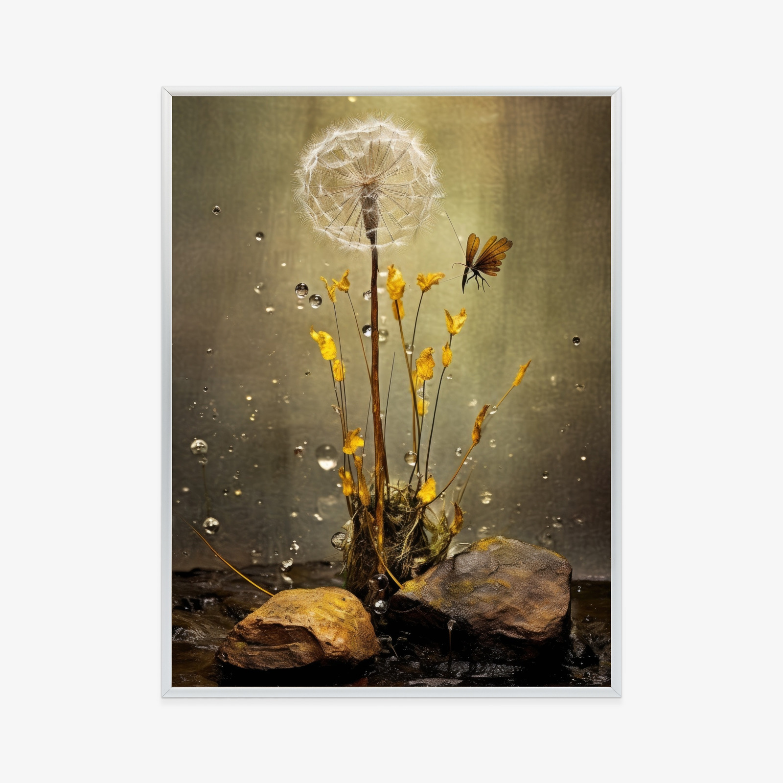 Poster Löwenzahn Und Tautropfen Rahmen Hölzern Farbe Schwarz – Bild 8