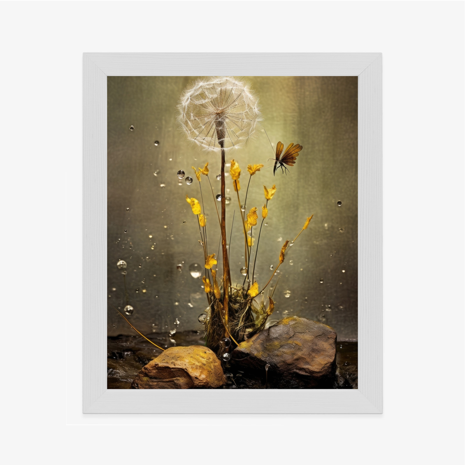 Poster Löwenzahn Und Tautropfen Rahmen Hölzern Farbe Schwarz – Bild 2