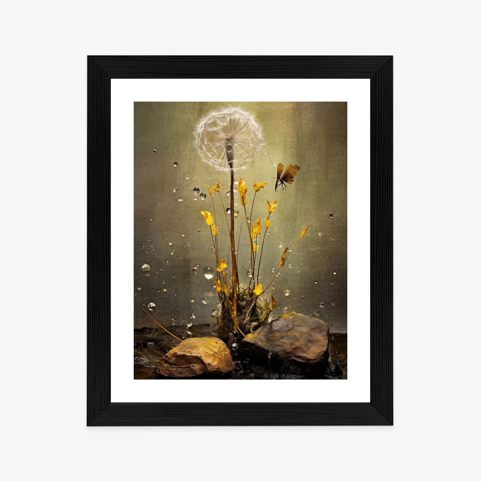 Poster Löwenzahn Und Tautropfen Rahmen Hölzern Farbe Schwarz – Bild 10