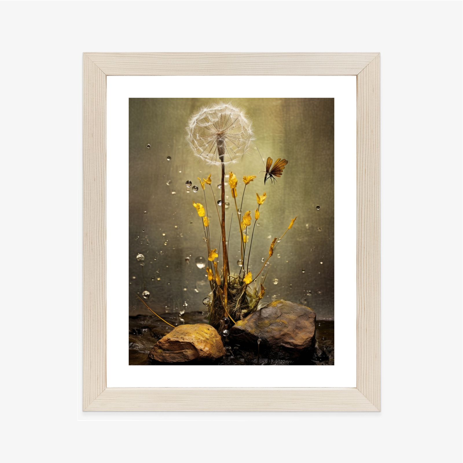 Poster Löwenzahn Und Tautropfen Rahmen Hölzern Farbe Schwarz – Bild 5